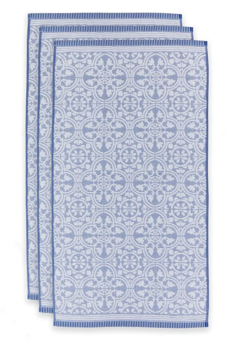 Badhanddoek Set/3 Tile De Pip Blauw 55X100 Cm