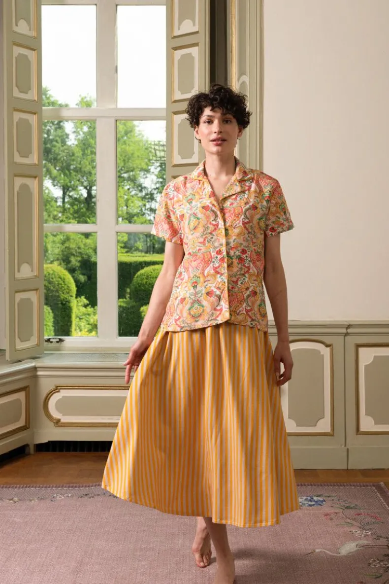 Blouse Korte Mouw Kyoto Festival Geel