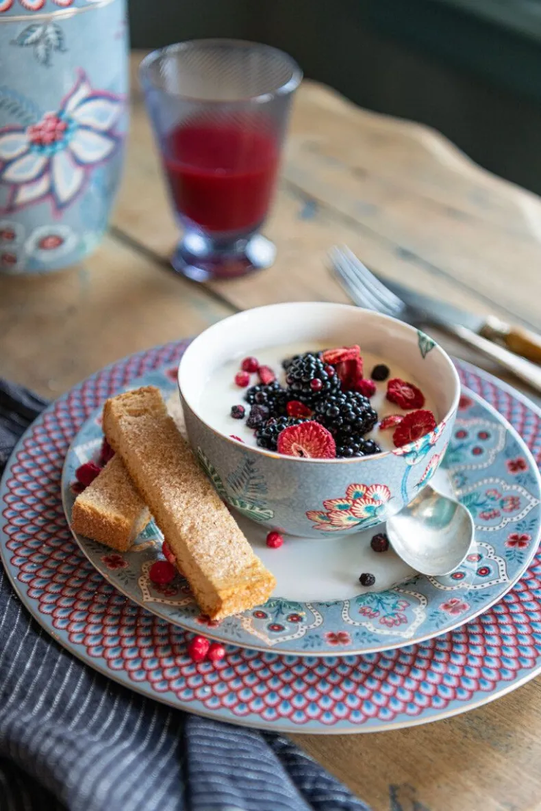 Flower Festival Dinerbord Rood/Lichtblauw 26.5 Cm