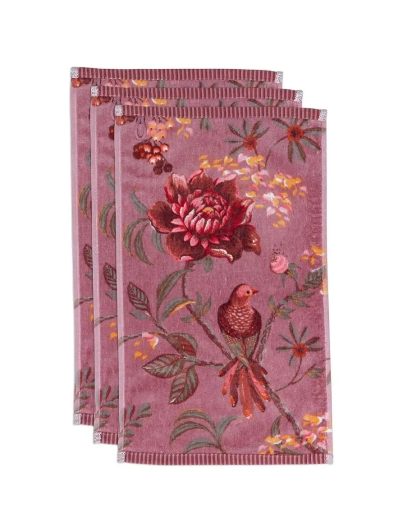 Gastendoek Set/3 Secret Garden Mauve 30X50Cm