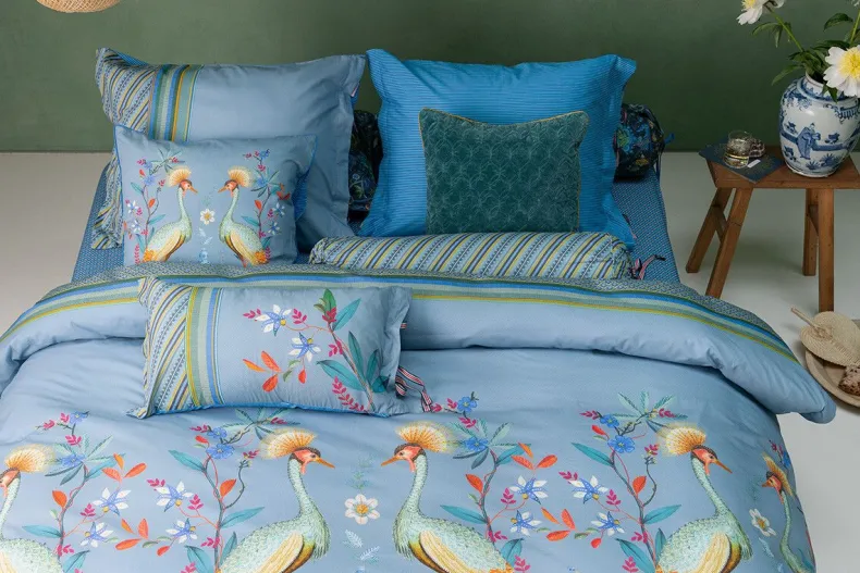 Kussensloop Flirting Birds Blauw