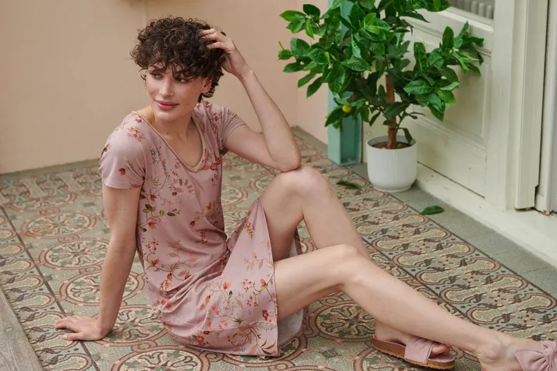 Nachthemd Korte Mouw Kawai Flower Licht