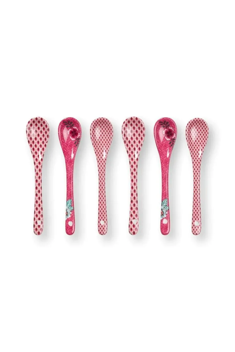 Oriental Flower Festival Set/6 Theelepels Donker