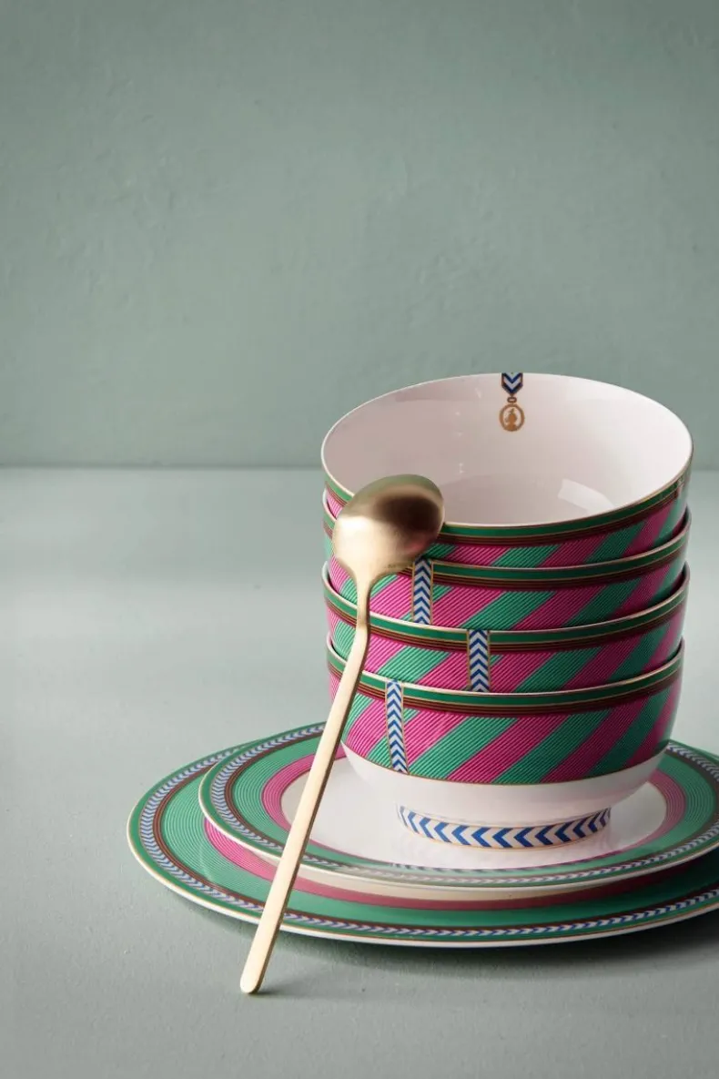 Pip Chique Stripes Kom Roze/Groen 15.5Cm