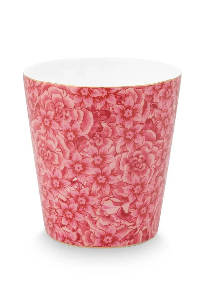 Royal Stripes Mok Bloemen Donkerroze