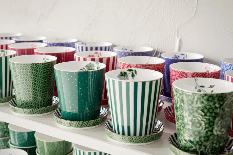 Royal Stripes Mok Stippen & Theetip Groen