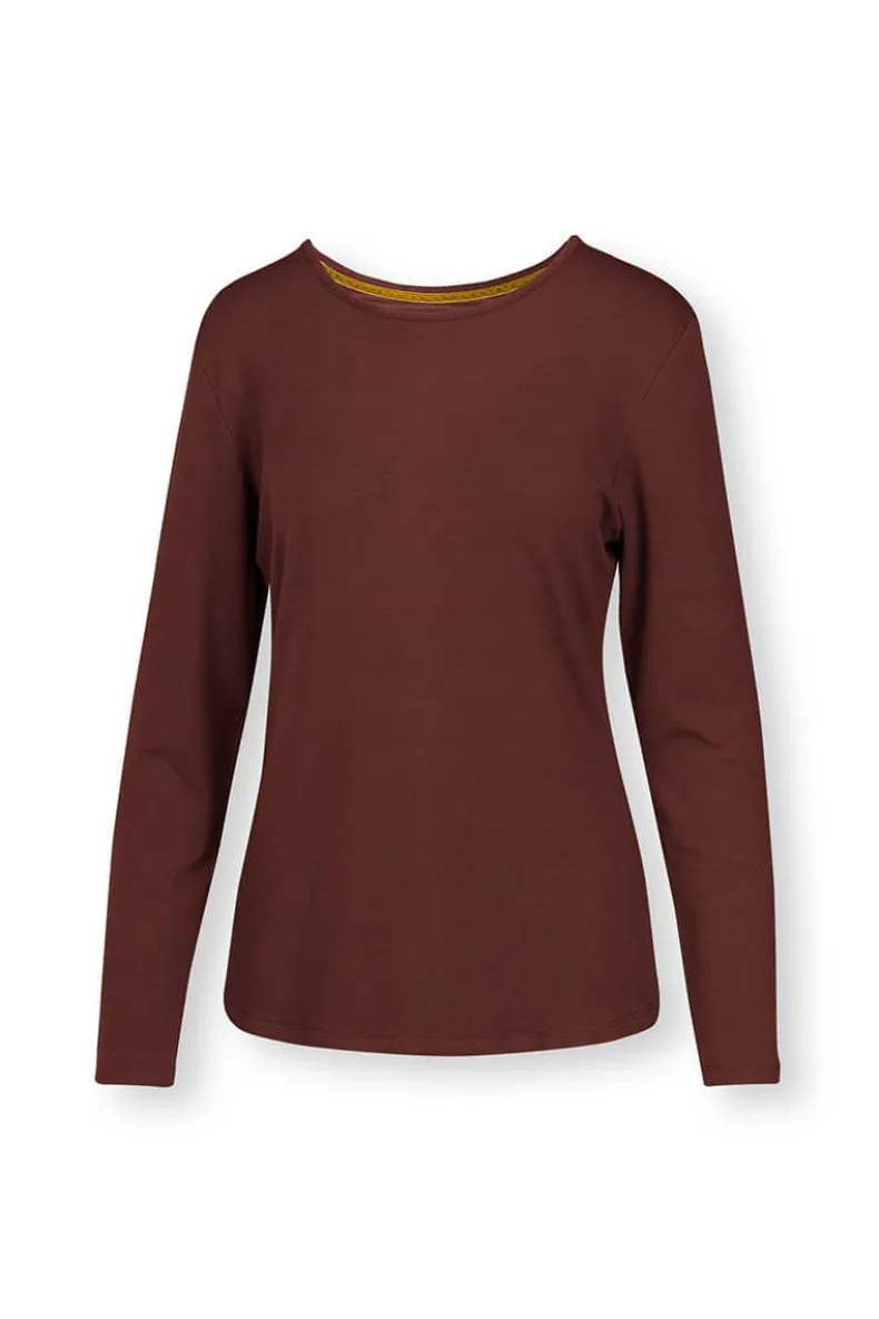 Top Lange Mouw Solid Terra Rood